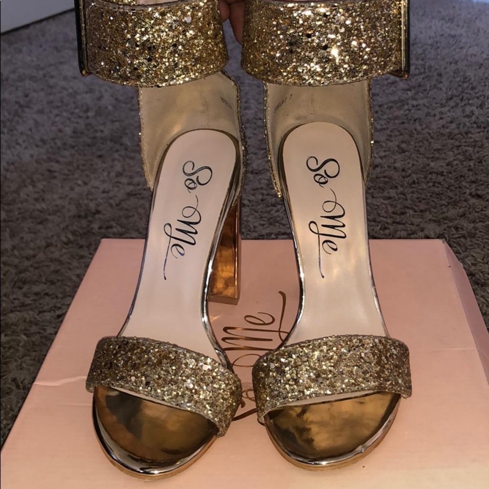 Gold Glitter Heels